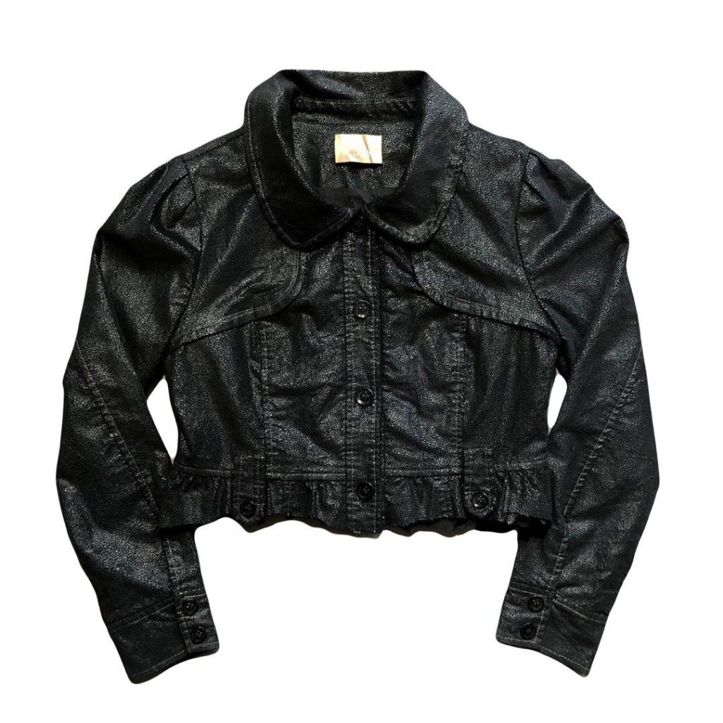 Jaket Kulit Cosse Motif Berkilau Tekstur Reptil/Ular/Buaya Blink-blink