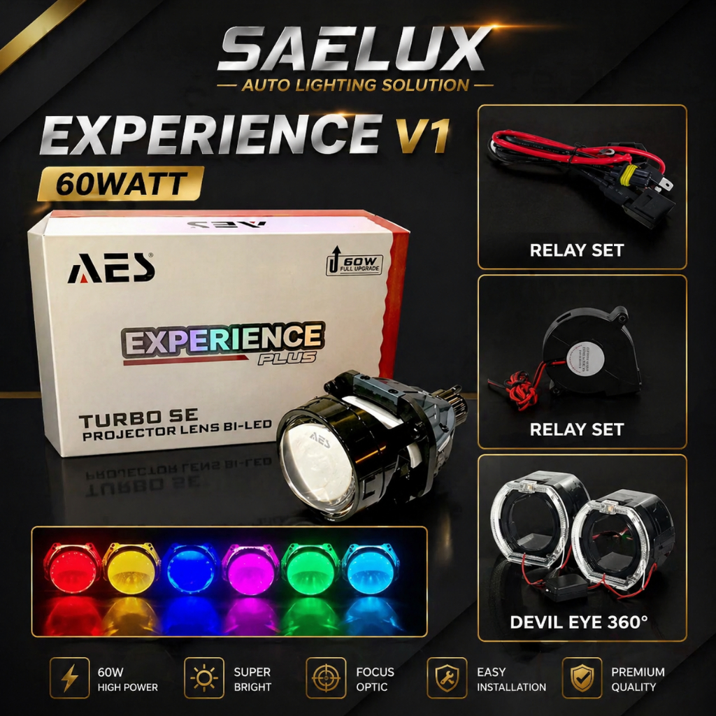 ORIGINAL BILED AES PAKET TURBO SE EXPERIENCE V1 PLUS SUPER HEMAT BILED AES TURBO SE 60 WATT BLUELENS