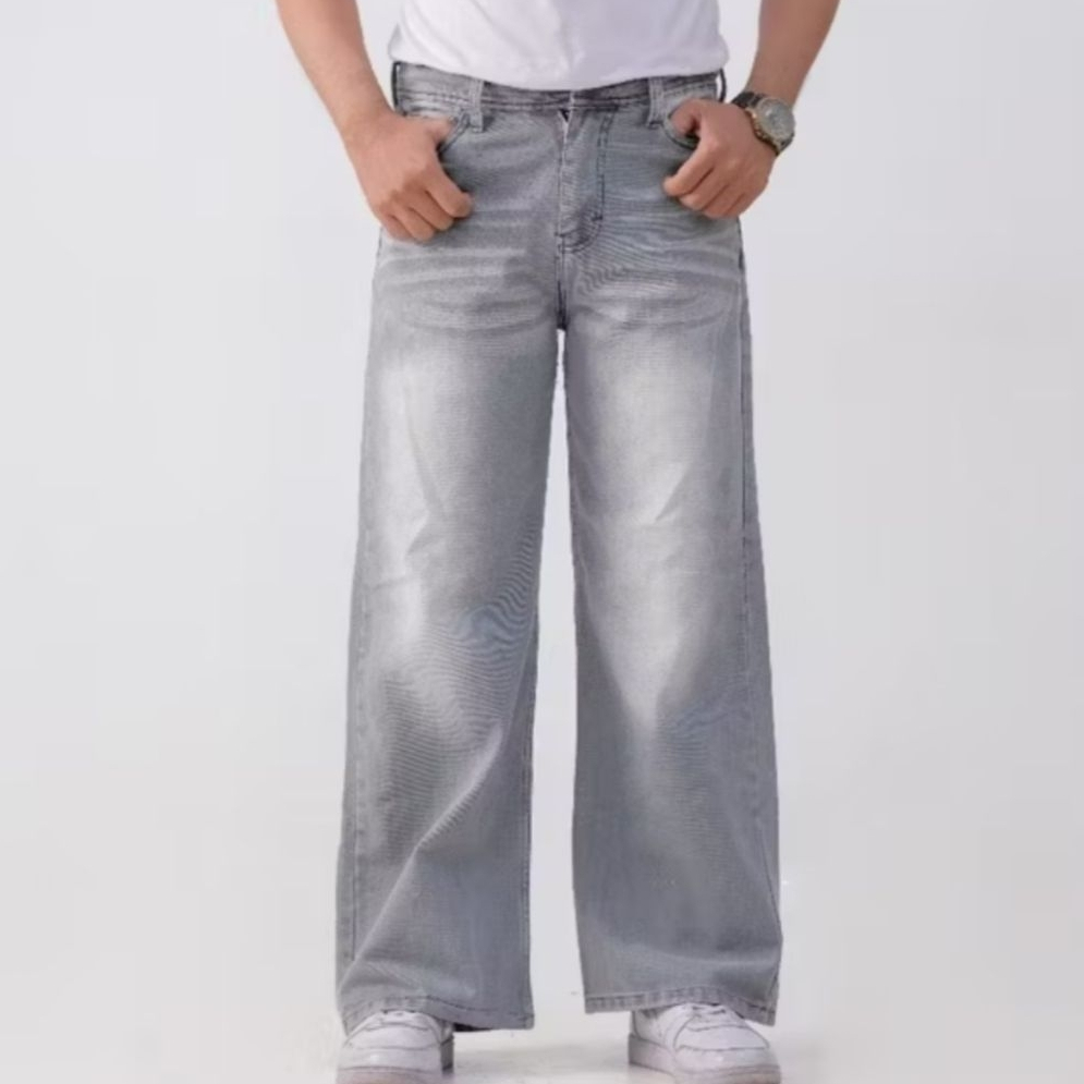Celana Jeans Pria Baggy Loose Fit Celana Jeans Pria Washed Loose Pants Celana Baggy Jeans Pria
