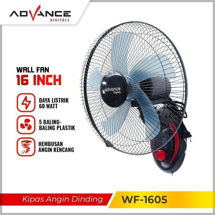 Kipas Angin Advance WF-1605 Kipas Angin Dinding Wall Fan 16 Inch 5 Baling-Baling Kecepatan Turbo