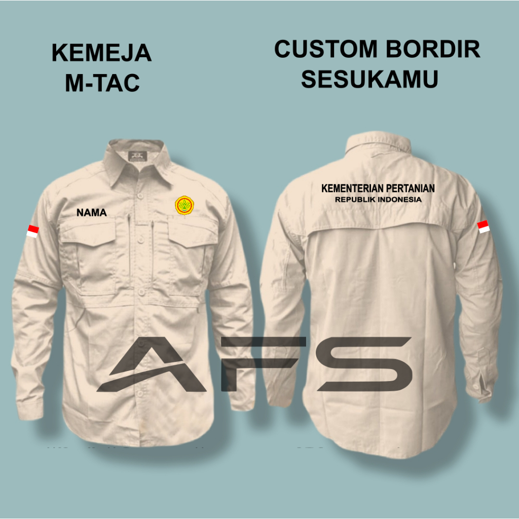 kemeja custom bordir  KEMEJA DINAS KEMENTERIAN PERTANIAN lengan panjang kemeja lapangan pria dan wan