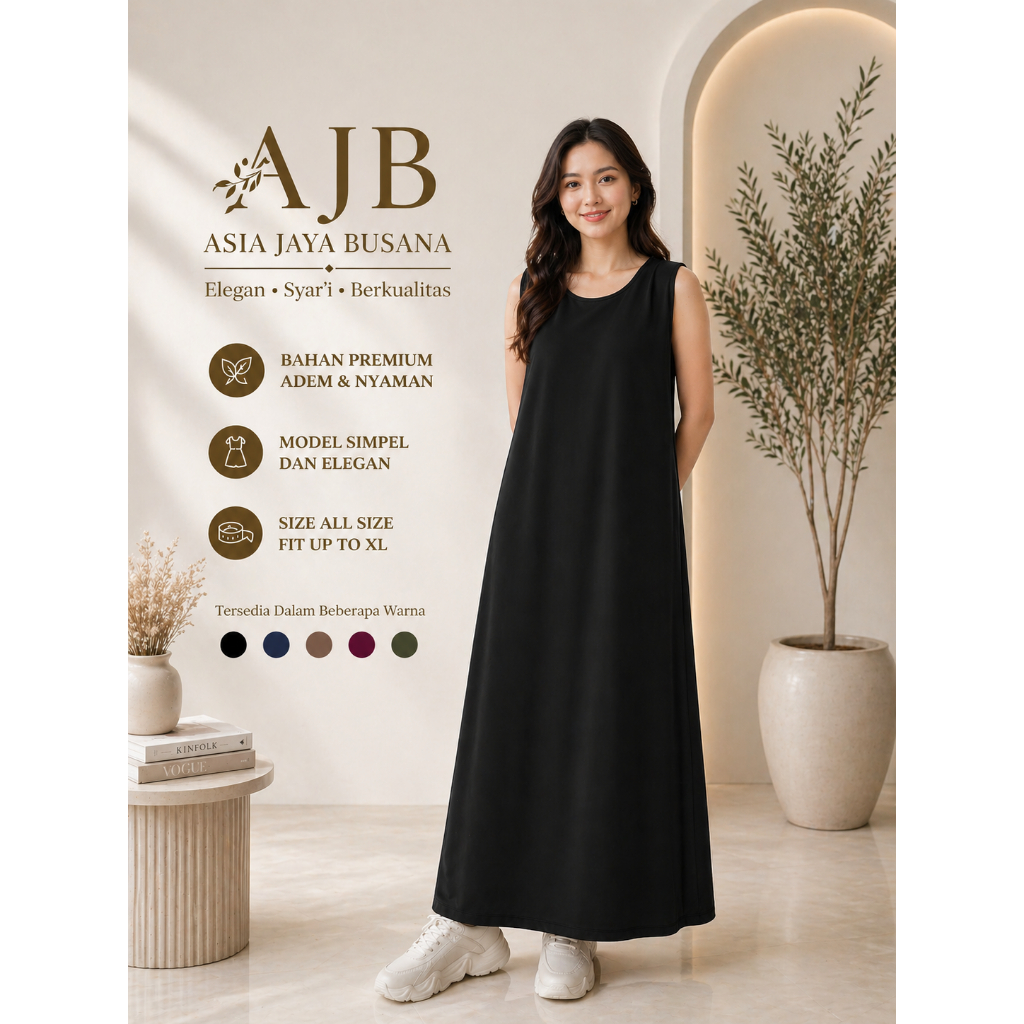 AJB Inner Span Sleeveless – Dalaman Gamis Premium Anti Nerawang