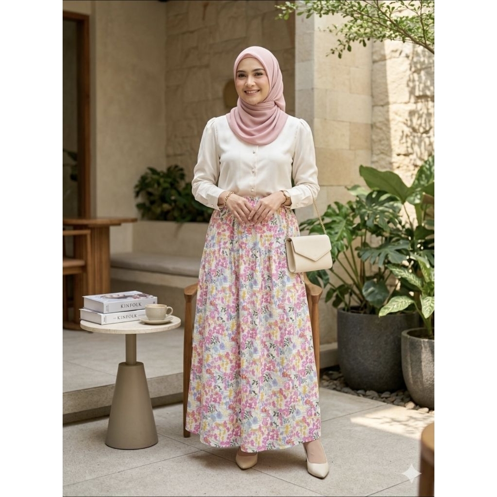 Cherzs_ Rok motif bunga rok floral elegant mewah rok viral bahan rayom Exslusif motif bunga premium