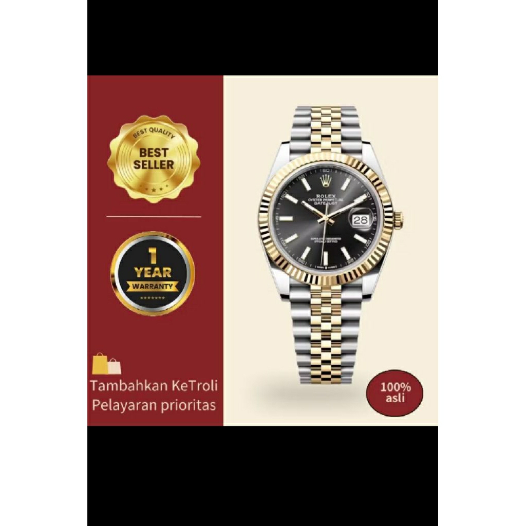 Jam tangan Rolex pria m126334-0014 Automatic 18K Gold Teflon