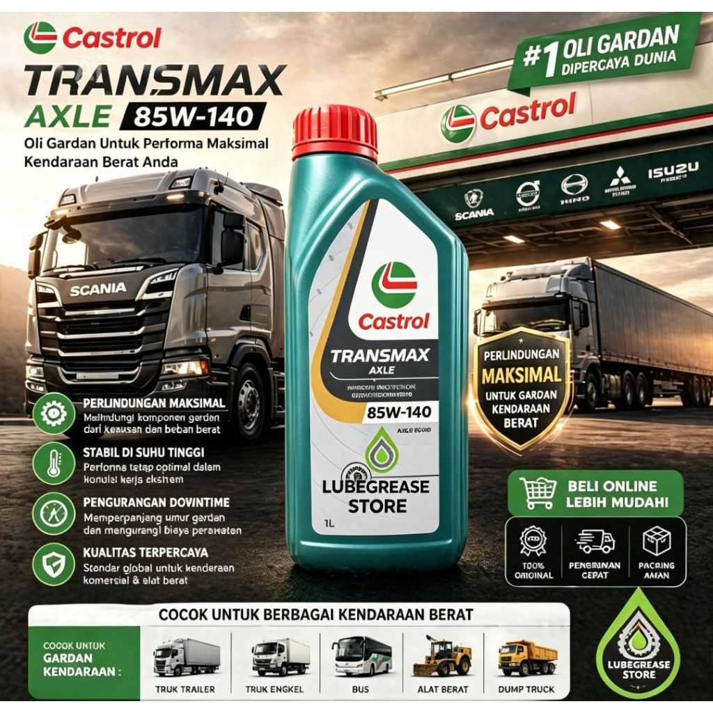 Castrol Transmax Axle 85W-140 1L – Oli Gardan Original
