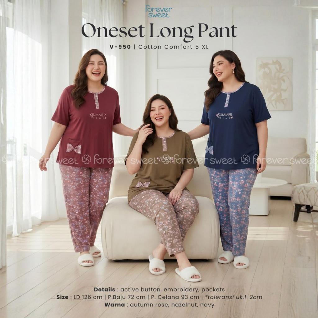 Babydoll Forever CP Jumbo 5XL Celana Panjang Lengan Pendek Piyama Baju Tidur Baby Doll Wanita