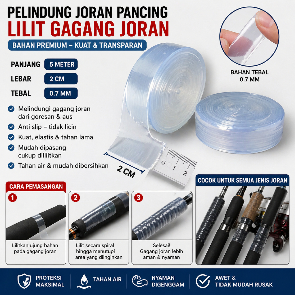 Pelindung gagang joran - Pelindung joran pancing - Grip joran pancing - Pelapis gagang joran - Pembu