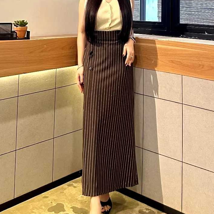 Luna Skirt Salur | Rok Panjang Bengalin Wanita | Semi A-Line