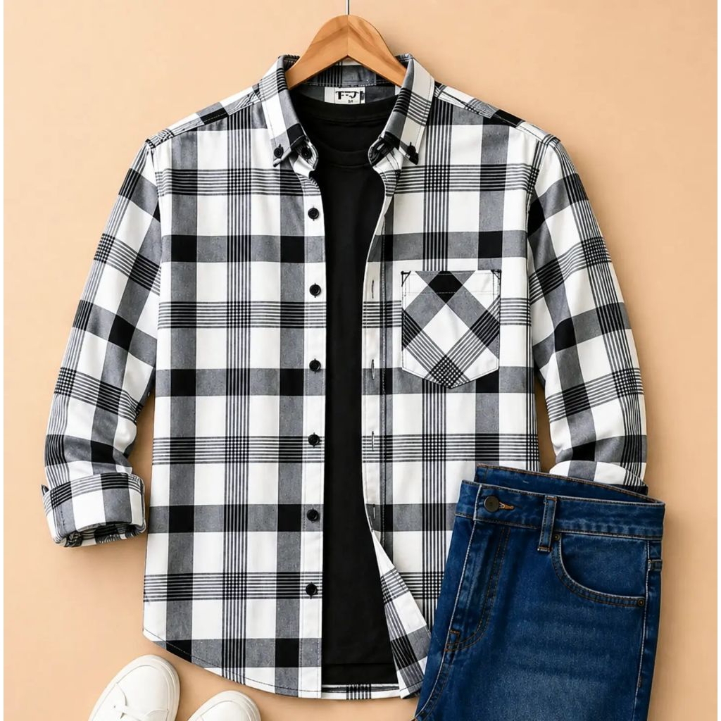 F2D Kemeja Flanel Black Green Elegant Best Seller / flanel/hem pria/ flanel pria/ kemeja flanel/ eig