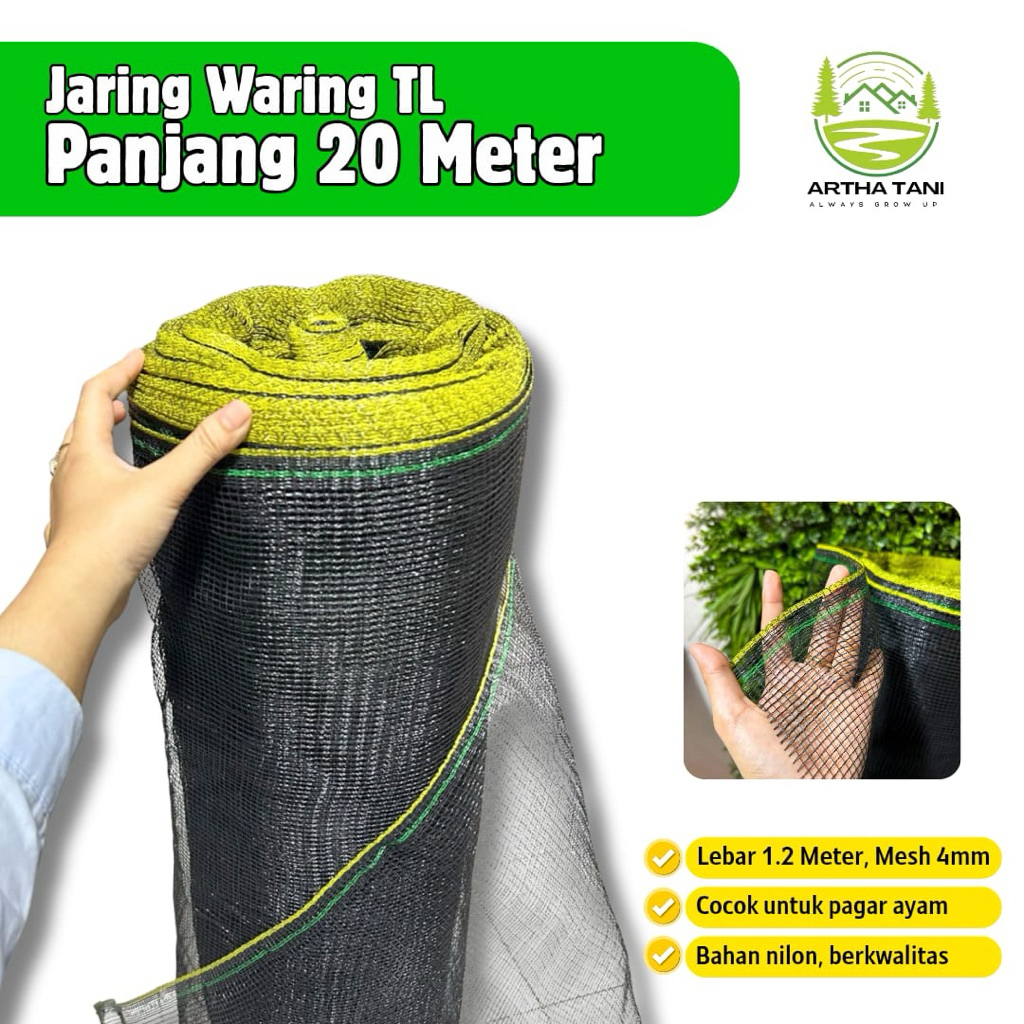 Jaring Waring TL Panjang 20m x Lebar 1.2m/Waring Pagar Tanaman Panjang 20 Meter/Waring TL Panjang 20