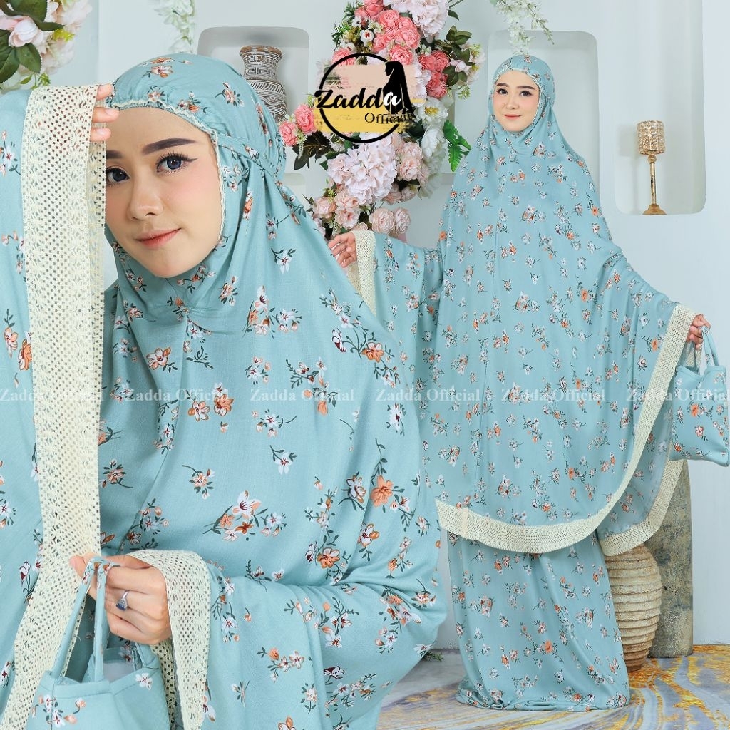 Mukena Rayon Motif Renda Rajut Jumbo Grosir Mukena Rayon