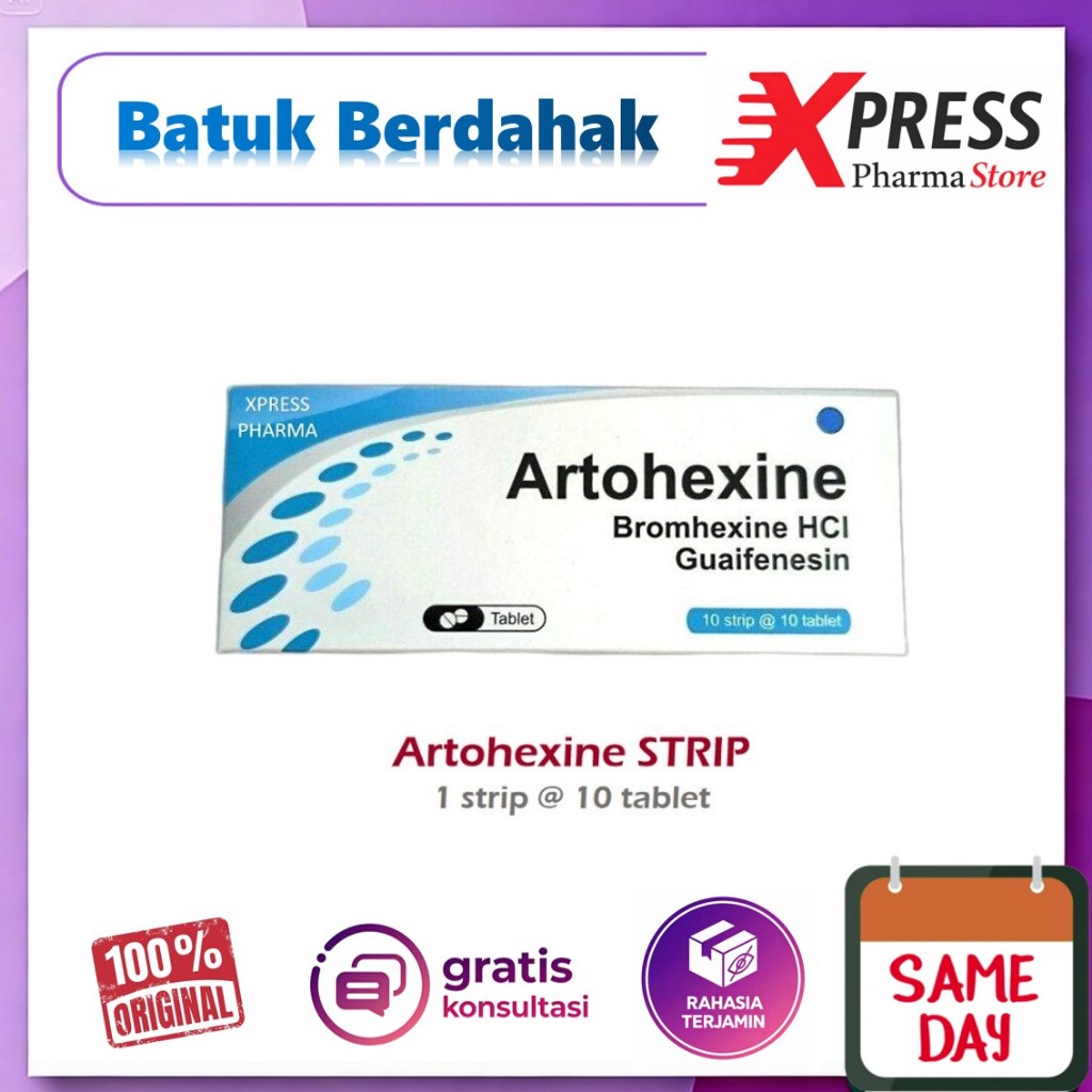 XPRESS  STRIP Artohexine Obat Batuk Berdahak Artohexin Tablet GG Bromhexine Guaifenesin Zc