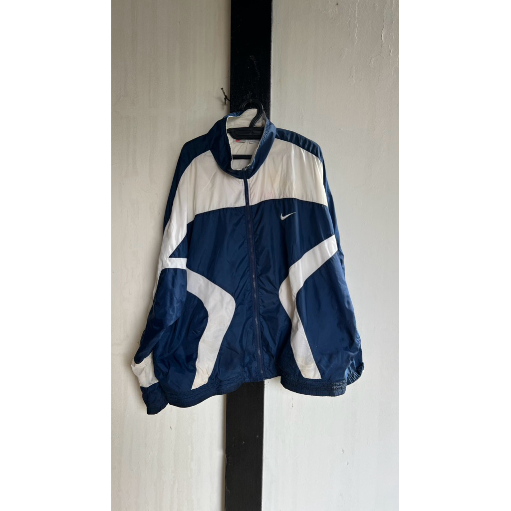Jaket Jacket Nike Windbreaker 90s Navy White - Original Made In Malaysia