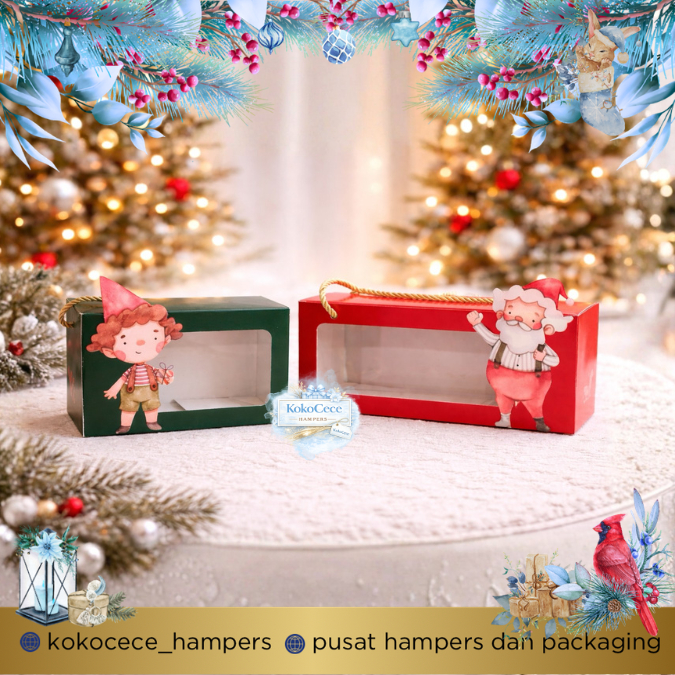Tas Kotak Natal untuk 2 & 3 Toples Christmas box cookies roti roll cake box dus natal kue kering goo