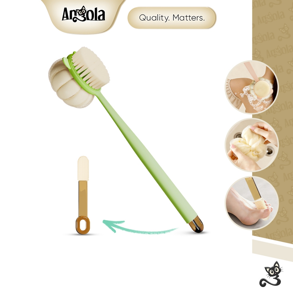 ANGOLA Sikat Punggung Badan D91A Sponge Puff Loofah 3IN1 / Sikat Penggosok Mandi / Sikat Punggung 2 Sisi / Bath Brush