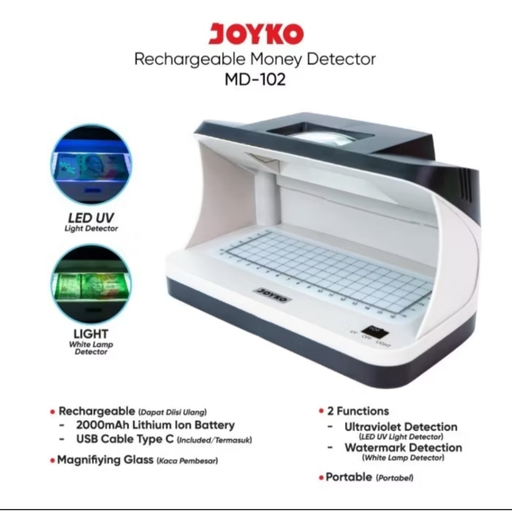 MONEY DETECTOR JOYKO MD 102 / RECHARGEABLE MONEY DETECTOR MD 102