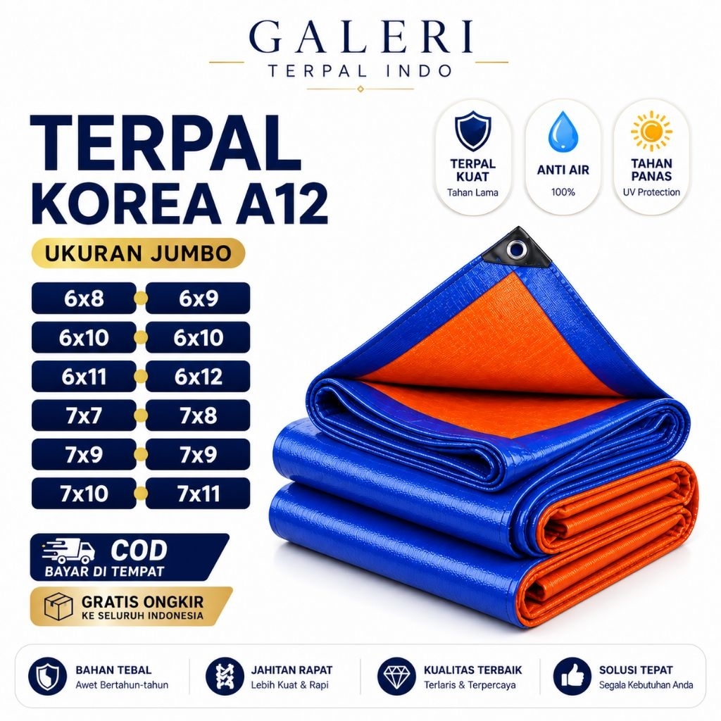 Terpal super tebal paling laris di shopee terpal plastik Korea Tebal A12 ukuran jumbo 6x8 6x9 6x10 6