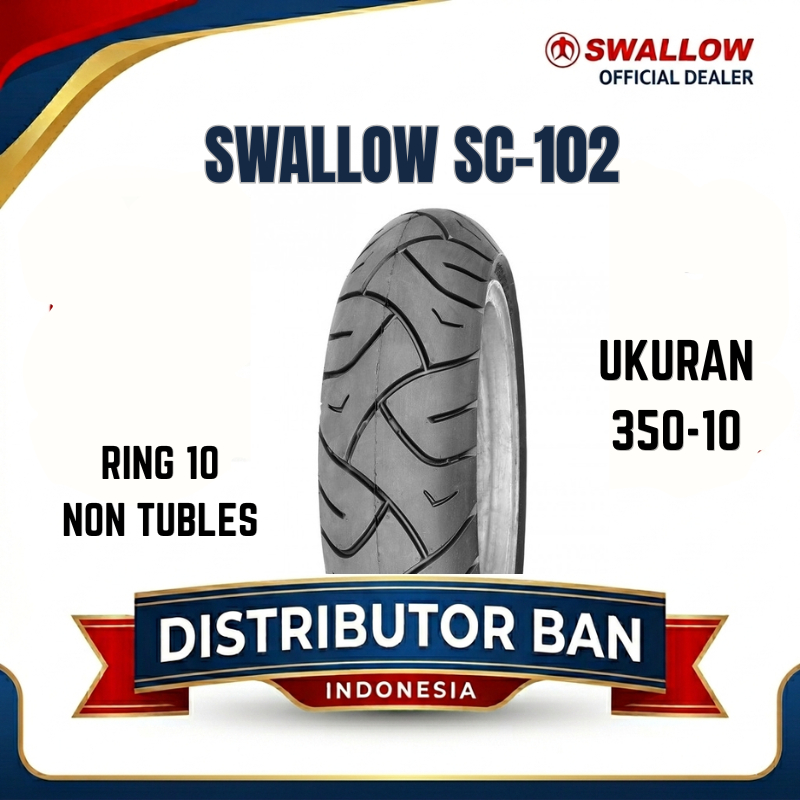 BAN MOTOR VESPA MATIC SWALLOW SC-102 UKURAN 350-10 RING 10 TUBETYPE (NON TUBELESS)