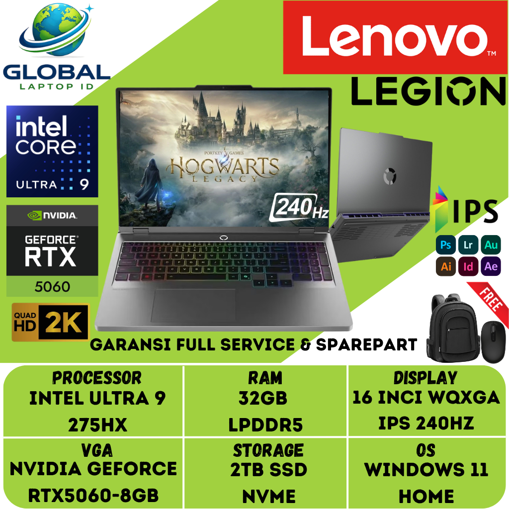 Laptop Gaming Lenovo Legion 5i Ultra 9 275HX Ram 32GB 2TB SSD RTX5060 16 inch Windows 11