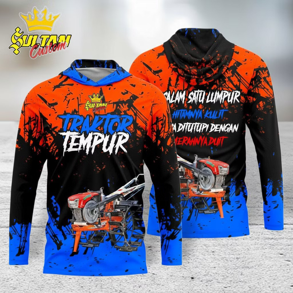 Kaos Jersey Lengan Panjang Kupluk Traktor Tempur