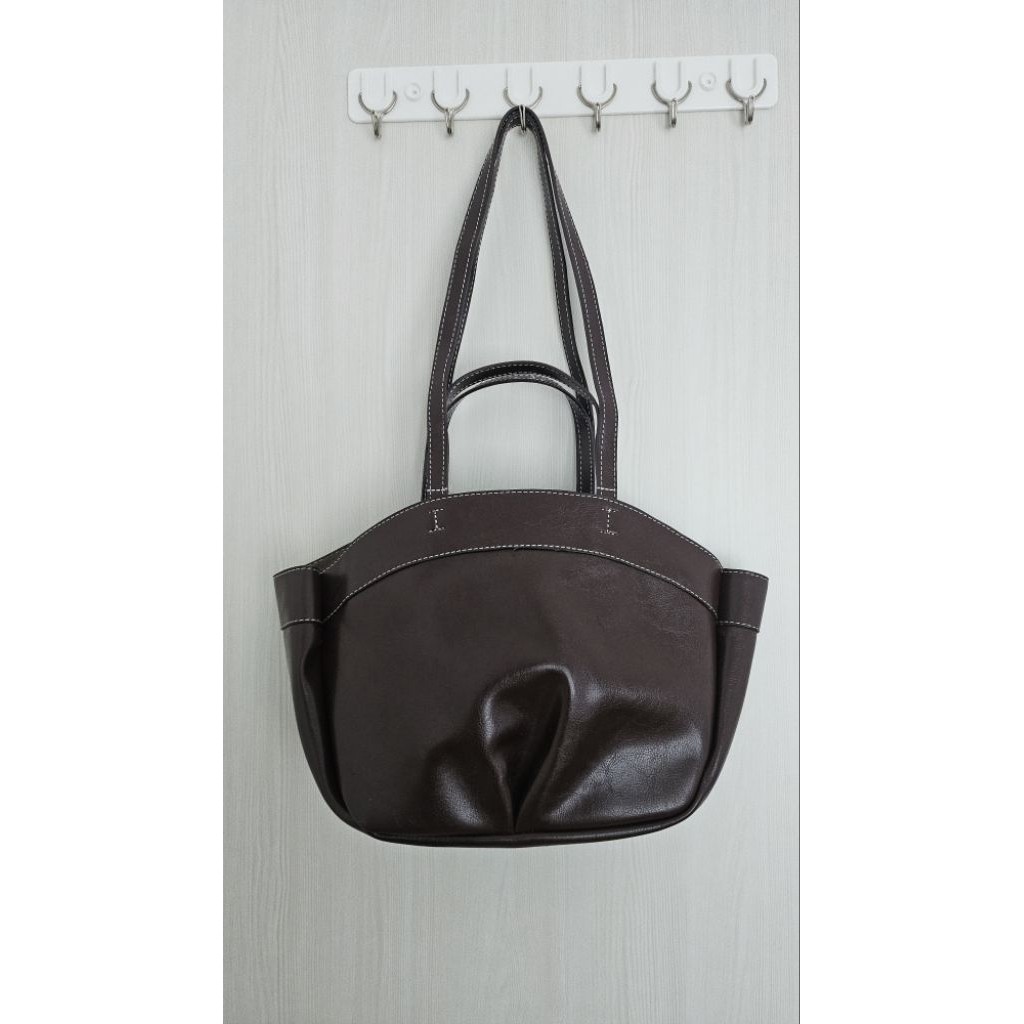 PRELOVED - CASELLE LEONORA BAG - DARK BROWN