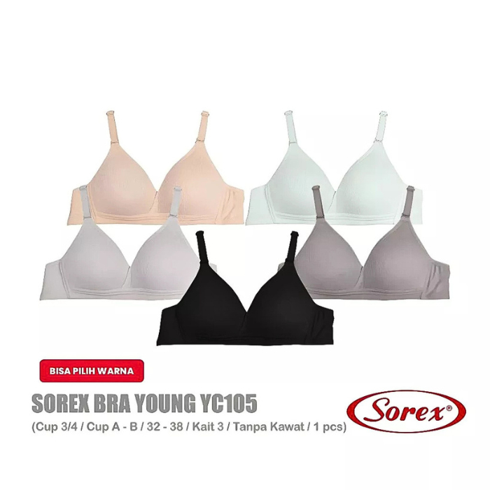 Sorex Young Bra Busa Sedang Tanpa Kawat BH Sorex YC 105 / Bra Remaja Cup 3/4 Size 32-38