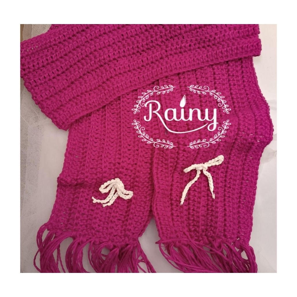 Syal Rajut Mikasa Handmade Crochet Merah