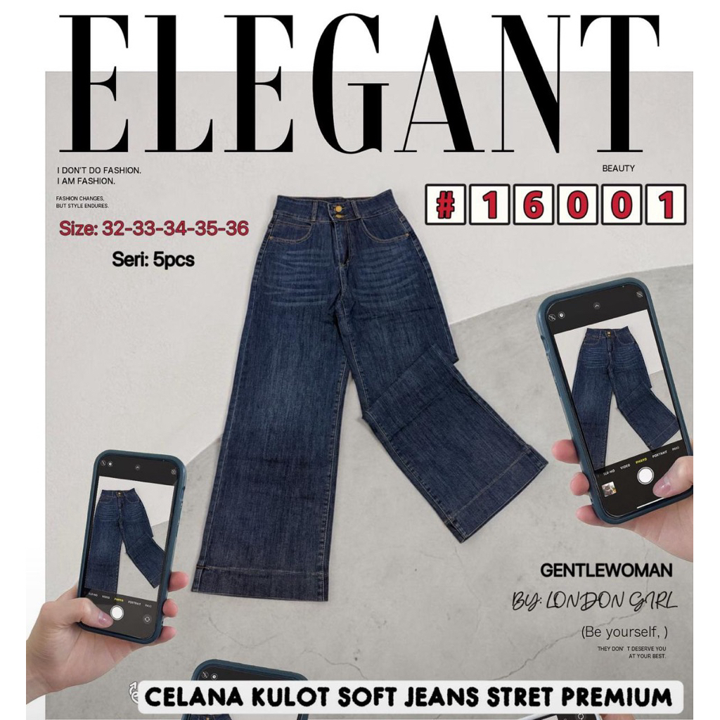 Celana Kulot Skena Flare Wanita Bahan Jeans  Melar Halus Nyaman Dipakai London Girl Jeans Jeans Impo