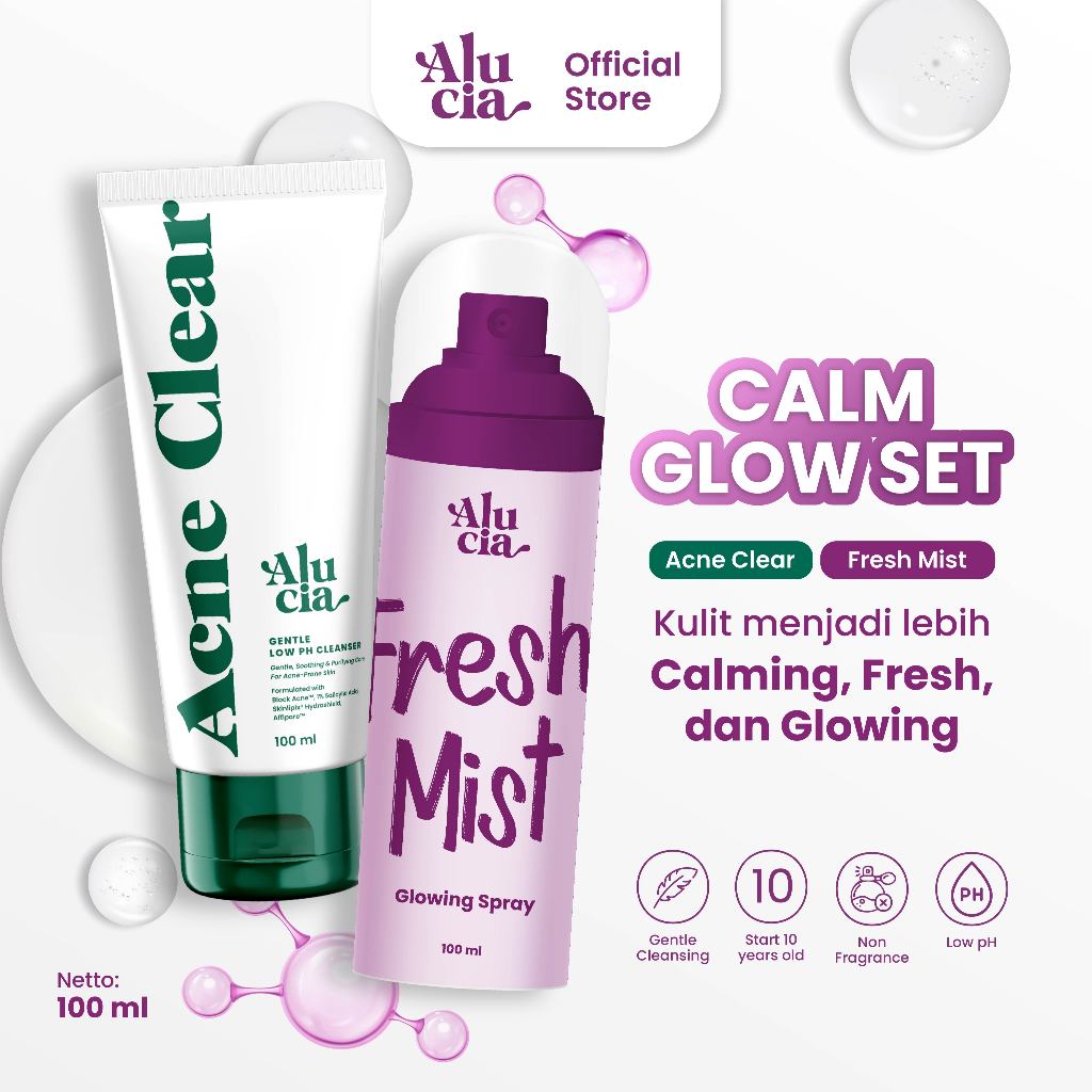 [FRESH MIST x ACNE CLEAR] ALUCIA Fresh Mist Glowing Spray with Essence Serum + Acne Clear Gentle Low