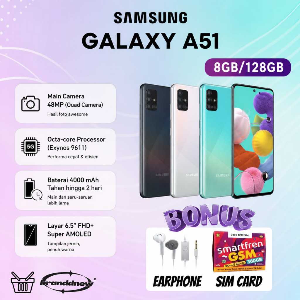 HP SAMSUNG A51 8GB/128GB GARANSI RESMI DAN EXTRA BONUS