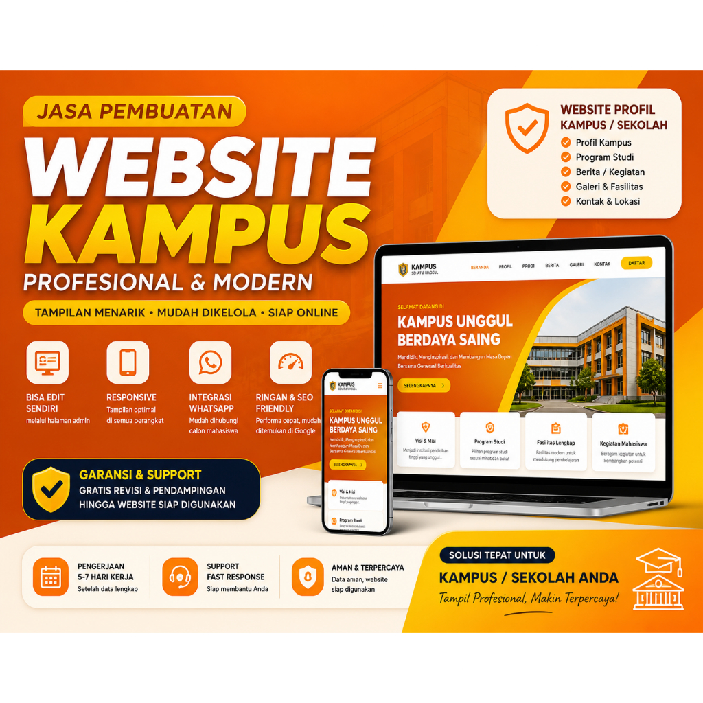 Jasa Pembuatan Website Kampus / Sekolah | Website Profil + Admin Edit Sendiri