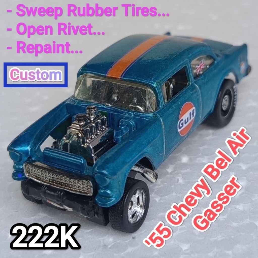 Hot Wheels 55 Chevy Bel Air Gasser Loose Custom Gulf