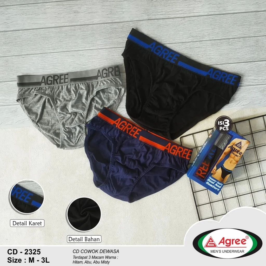 ( 3pc ) CD Agree 2325 | Celana Dalam Pria Agree Sport Karet Boxer | CD Agree 2325 | Celana Dalam Agr