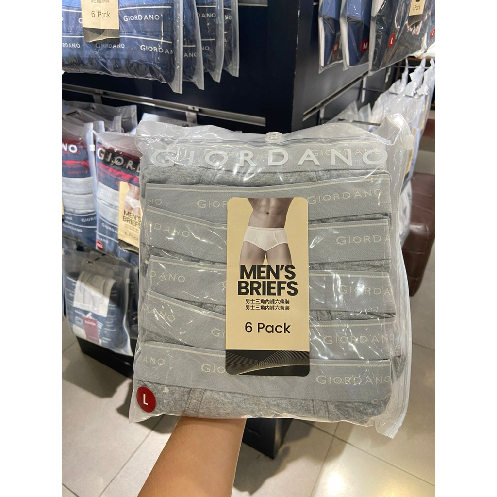 Giordano Celana Dalam Pria Grey Giordano 1 Pack isi 6 pcs New Sale Size S,M,L,XL,XXL Giordano Origin
