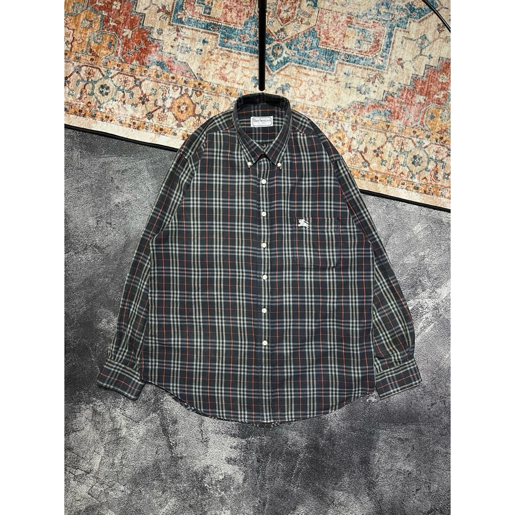 Burberrys Shirt Cotton Buttondown Check Longsleeve Vintage