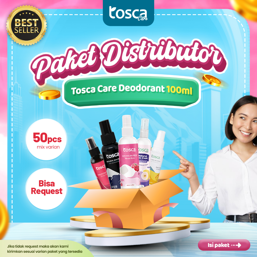 [PAKET DISTRIBUTOR 50 PCS] GROSIR HEMAT Tosca Care Deodorant Tawas Spray All Varian 100ml Deodorant 