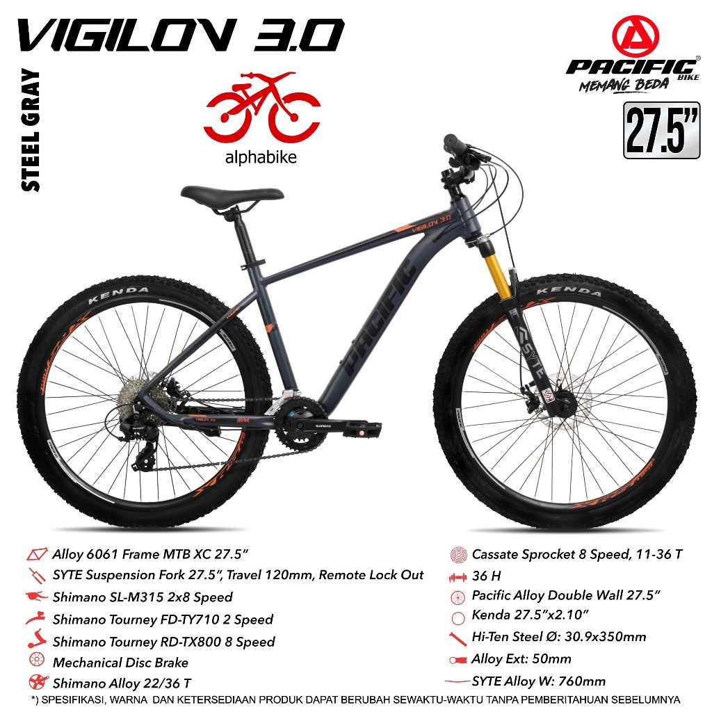 SEPEDA GUNUNG PACIFIC VIGILON 3.0 MTB 27.5 INCH