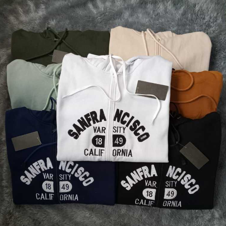 Jaket Hoodie WHO.A.U Sanfrancisco Zipper Cream Premium Unisex / Hoodie WHO A.U Original Pull Bordir