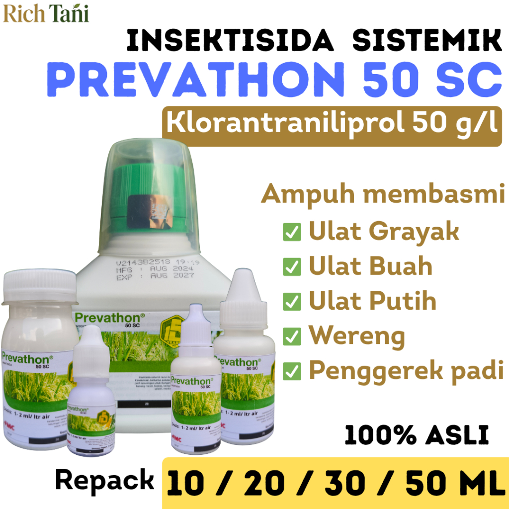 Insektisida PREVATHON 50 SC Repack 10ml 20ml 30ml 50ml - Sistemik Translaminar Bahan aktif Klorantra