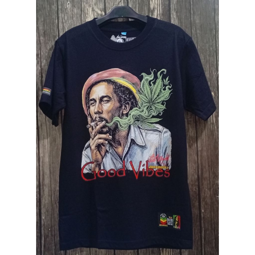 Kaos Bob Marley Rasta Reggae Roots Rebel Store Hitam