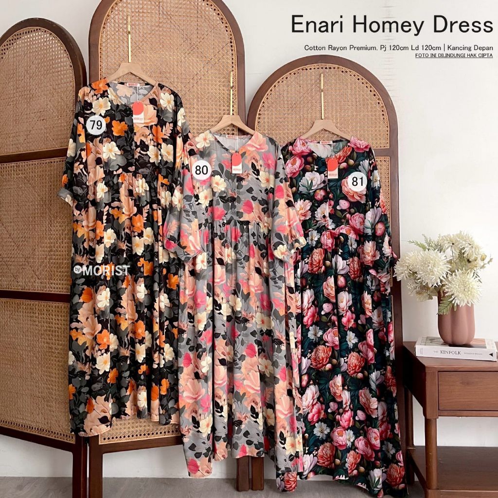 Enari HomeDress Daster Pendek Premium Catton Rayon Original Ori Morist Berlabel