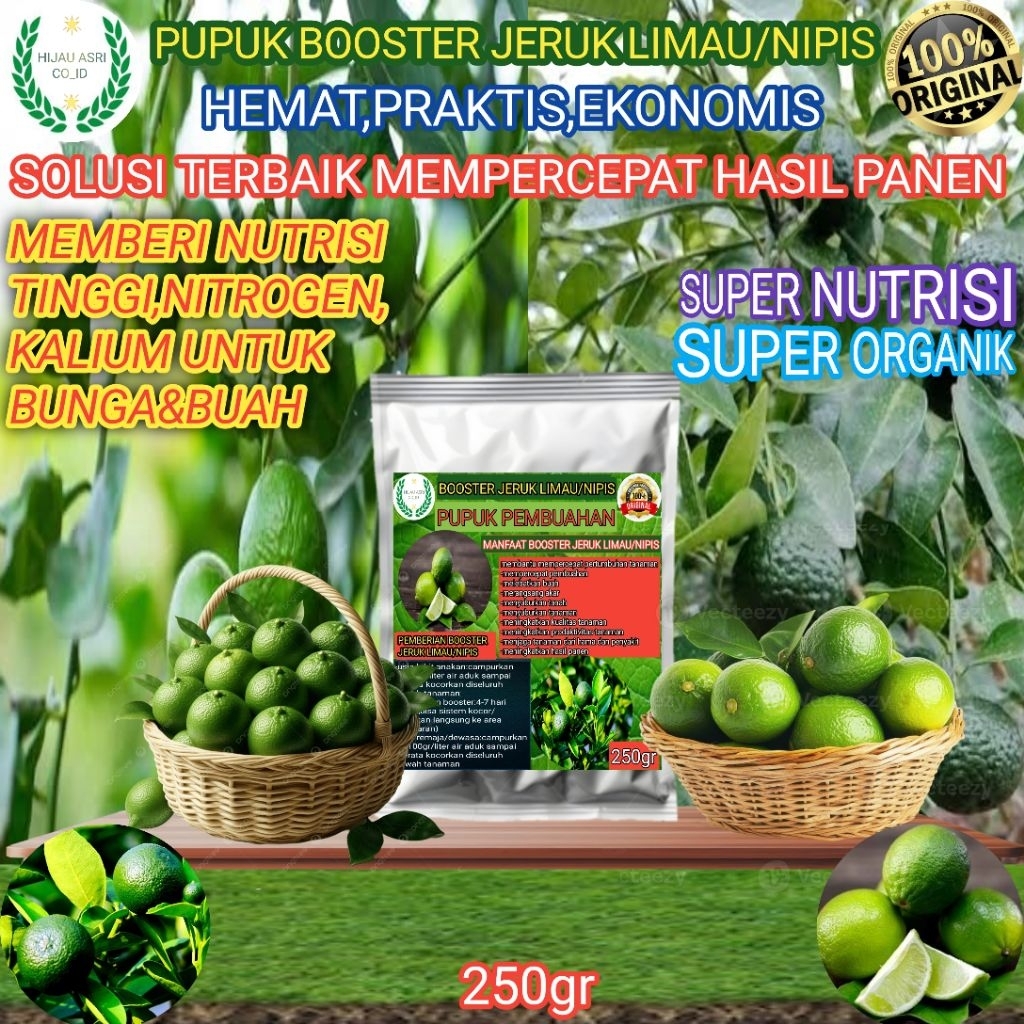 PUPUK BOOSTER PELEBAT JERUK LIMAU/JERUK NIPIS,pupuk organik 250gr,membantu mempercepat pembuahan,mel