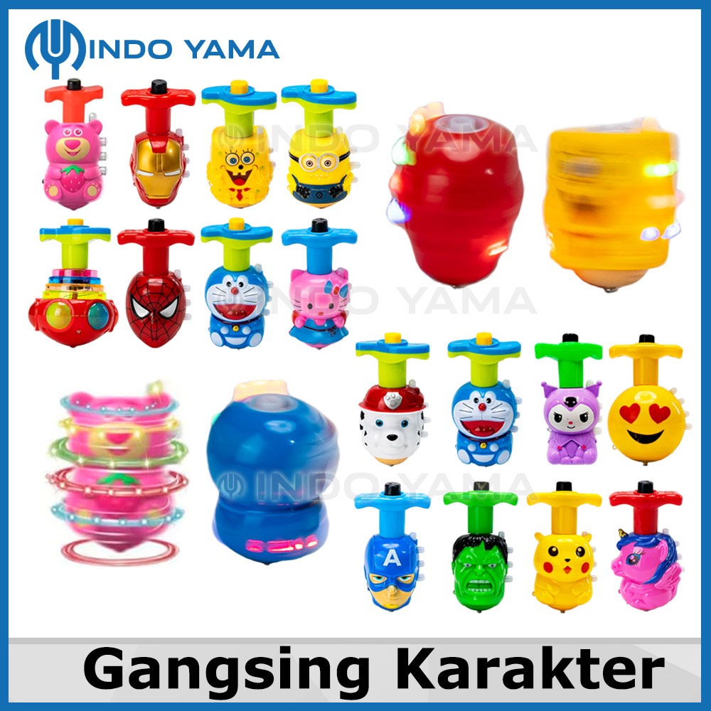 HADIAH MAINAN VIRAL COD GANGSING LAMPU KARAKTER IRON MAN SPIDERMAN GASING PUTAR MUSIK