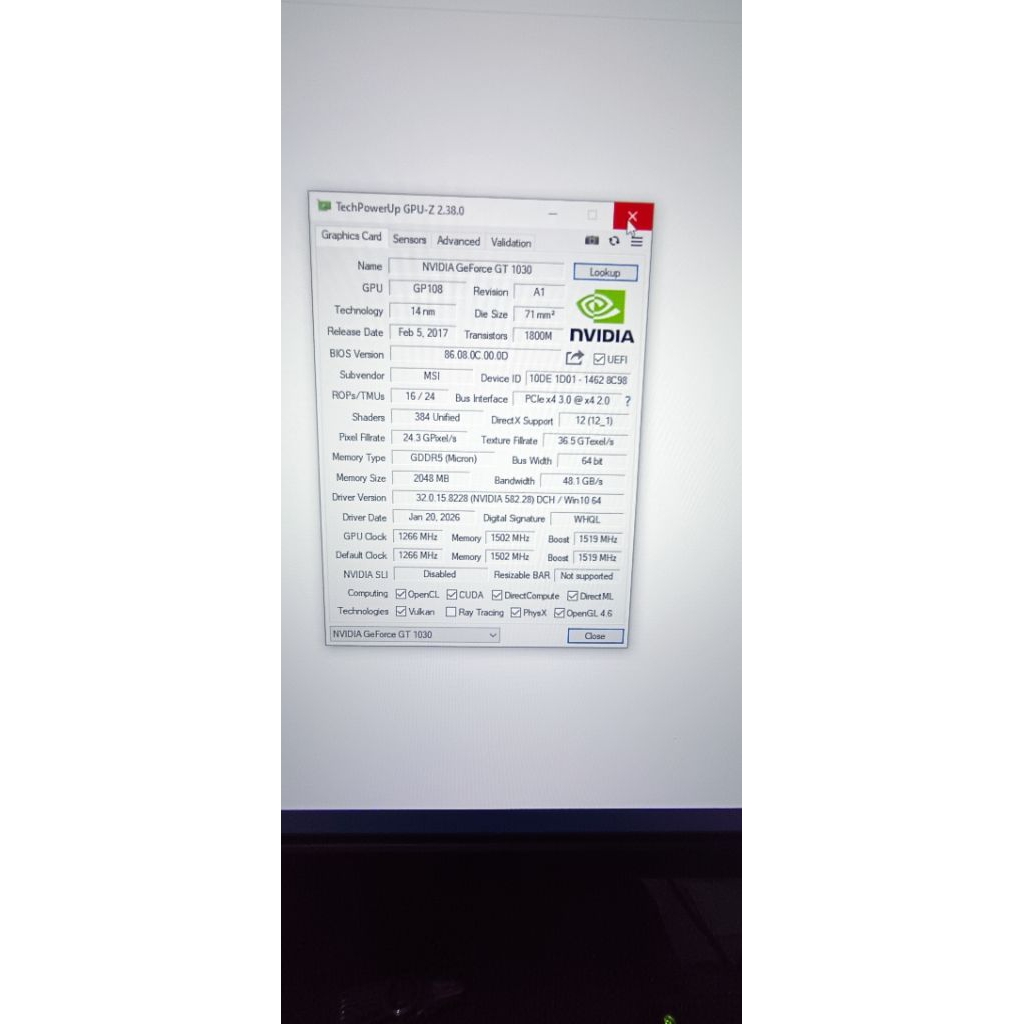 vga msi gt 1030 2gb ddr5