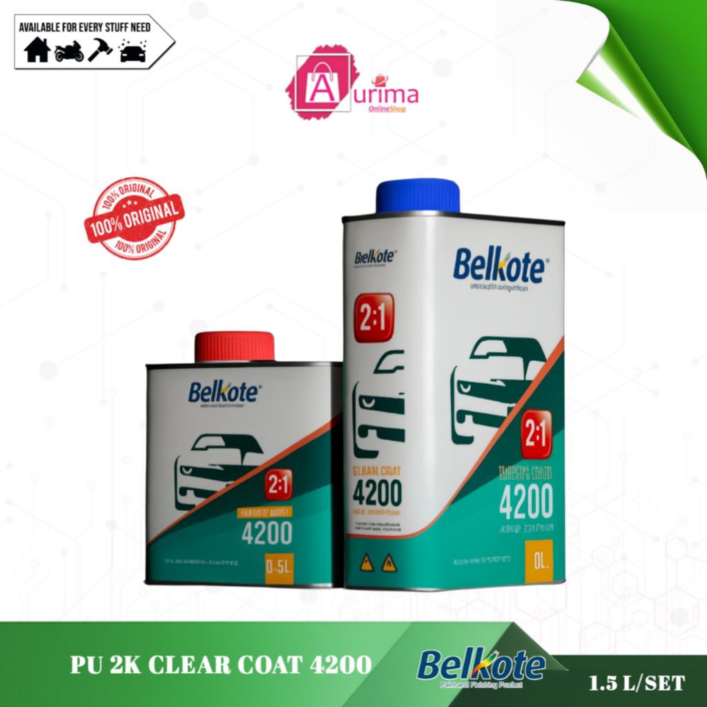 CAT PERNIS PU 2K CLEAR COAT 4200 BELKOTE - CAT FINISHING SERBAGUNA TAHAN GORES ANTI UV KUALITAS PREM