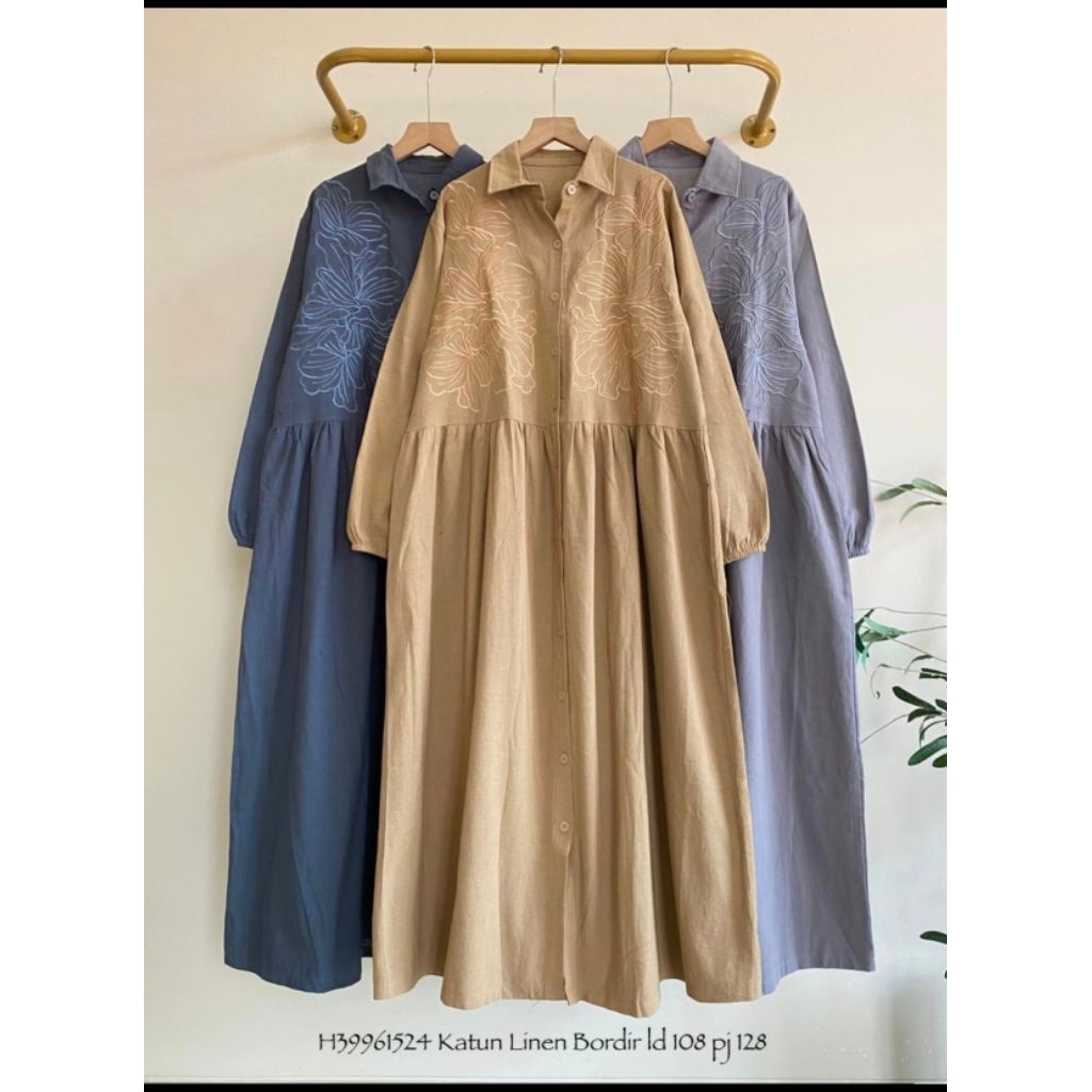 Real pic ORIGINAL dan TERMURAH Maxi Dress PREMIUM Butik / Maxi dress Jumbo linen PREMIUM / gamis lin