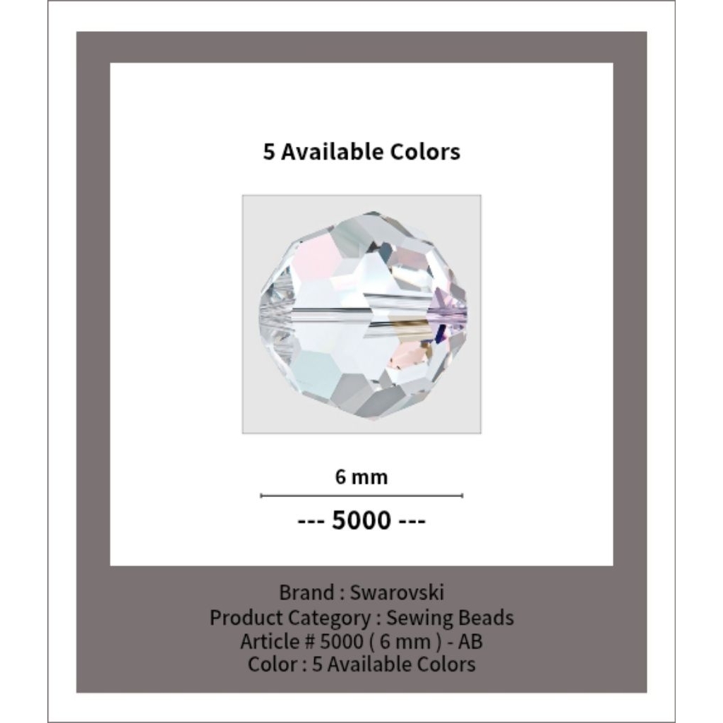 SWAROVSKI™ - Crystal Beads - Article # 5000 - 6 MM - AB - Swarovski Crystal - Kristal Swarovski - Cr