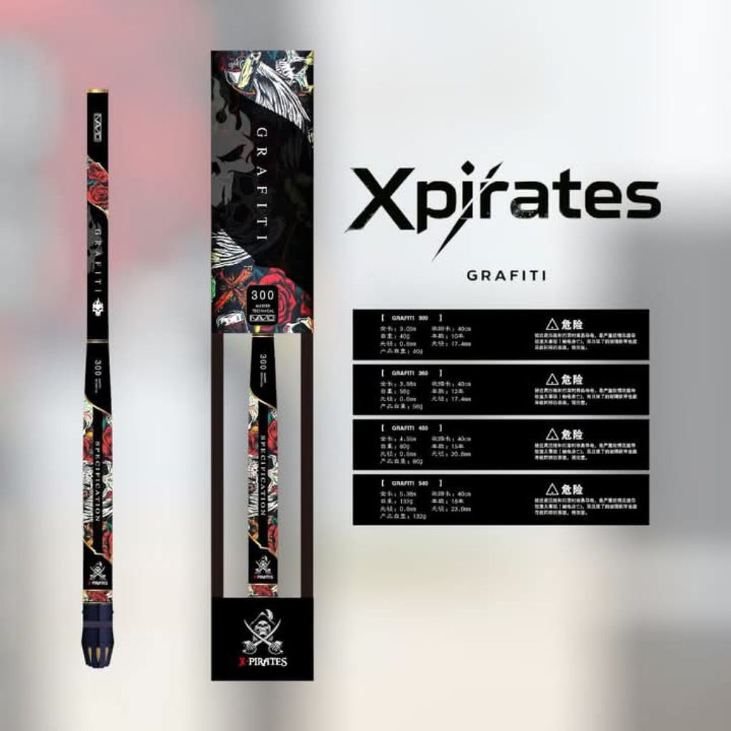 Tegek XPIRATES GRAFITI 360 450 Ruas Pendek Carbon Ringan dan Kaku