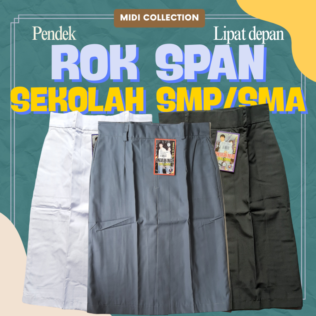 Rok SMP SMA Hitam Pendek Rok Sekolah Pendek Lurus Span Seragam SMP SMA CHILDREN