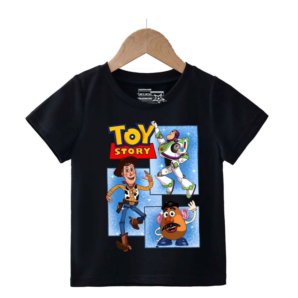 Kaos t-shirt distro anak toys desain simple unisex bahan katun lembut untuk pria dan wanita